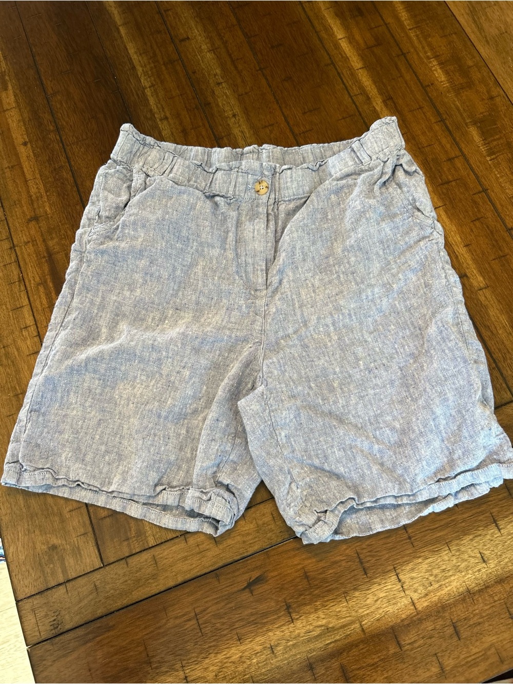 J Jill Love Linen Shorts Women Medium Blue Chambray